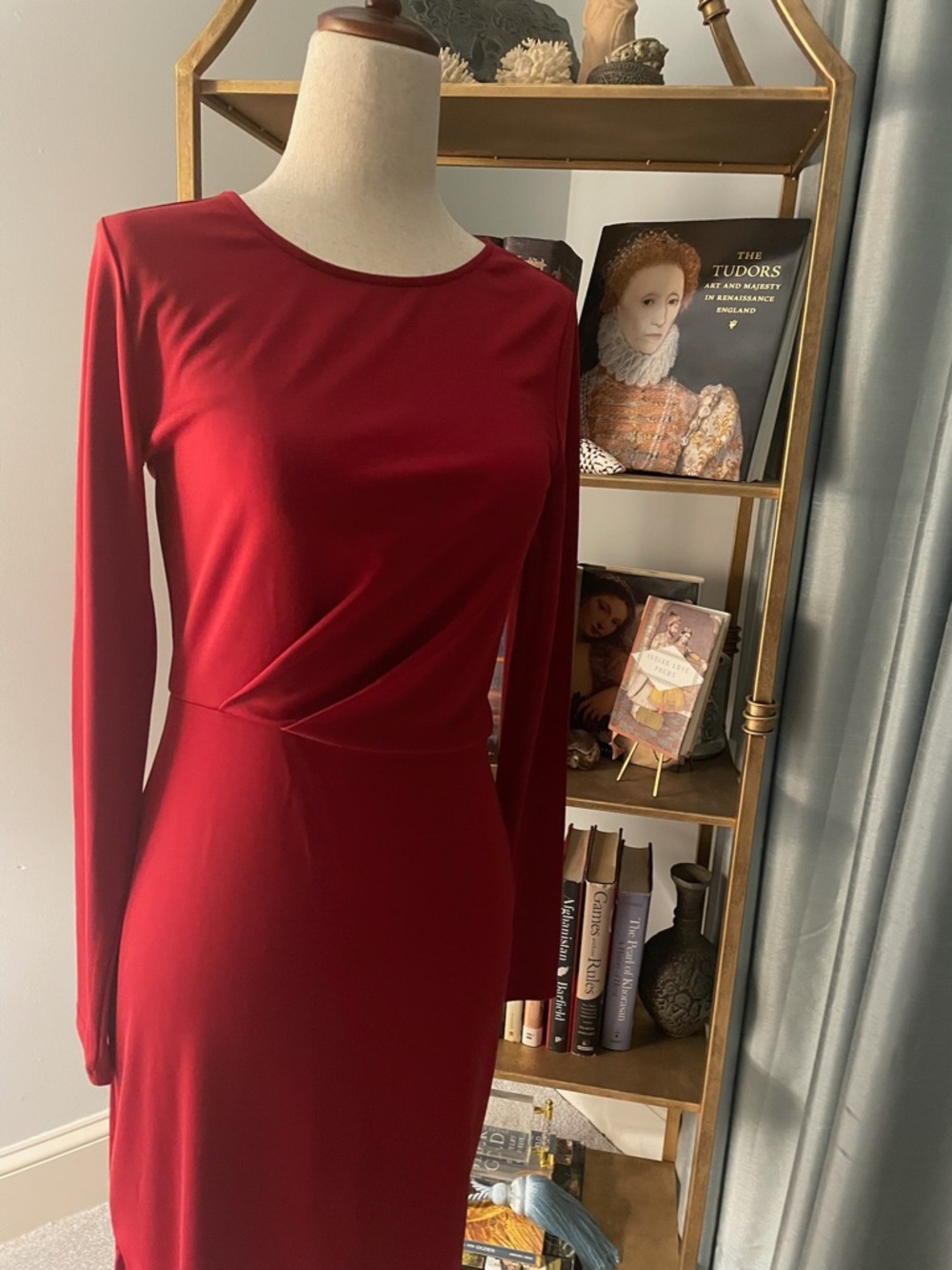 SOLD OUT Ann Taylor XS XXS Classic Long-Sleeve Midi Sheath Dress Drape Hourglass